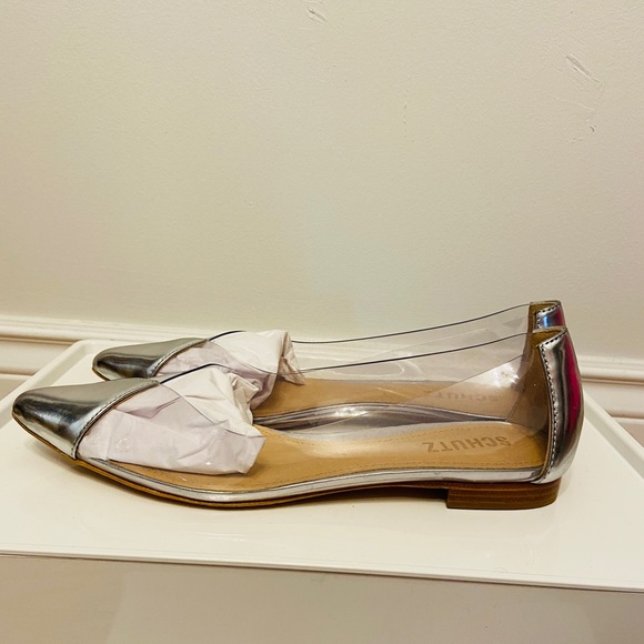 Schutz Silver Clear See Through Pointed Flats - Picture 3 of 5